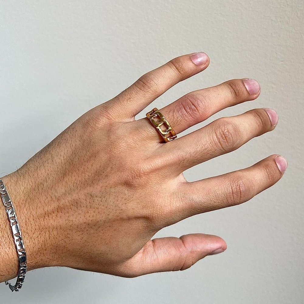 y2k 2000s vintage gold cuban link ring